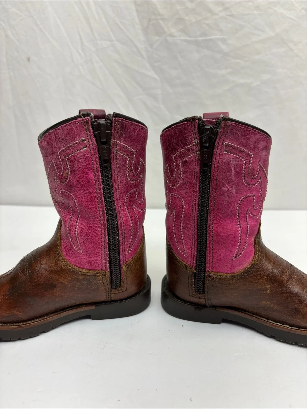 Shyanne Brown & Pink Leather Western Boots, SZ 3 for baby